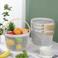 Round Mesh Metal Storage Fruit Basket With Wood Handle