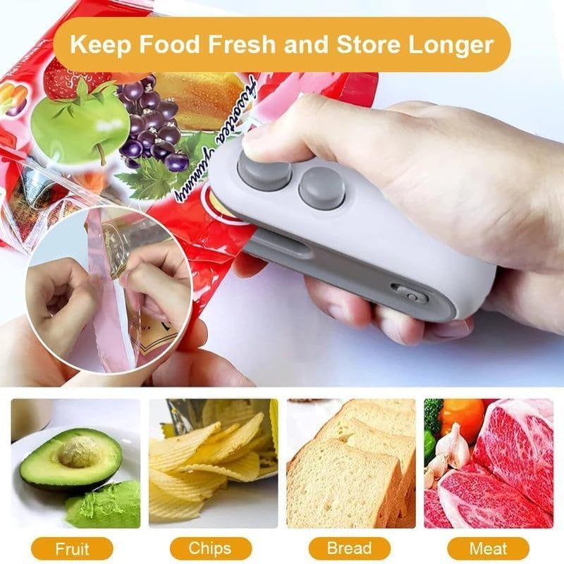 Mini Bag Sealer, 2 In 1 Rechargeable Bag Sealer