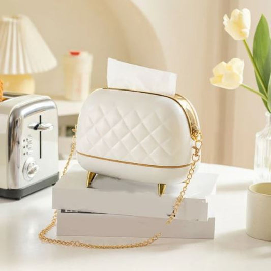 CREATIVE PLASTIC BAG TISSUE BOX WITH SPRING HOLDER