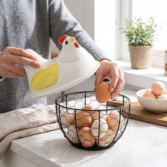 Luxury Hen Shaped Egg Basket With Lid