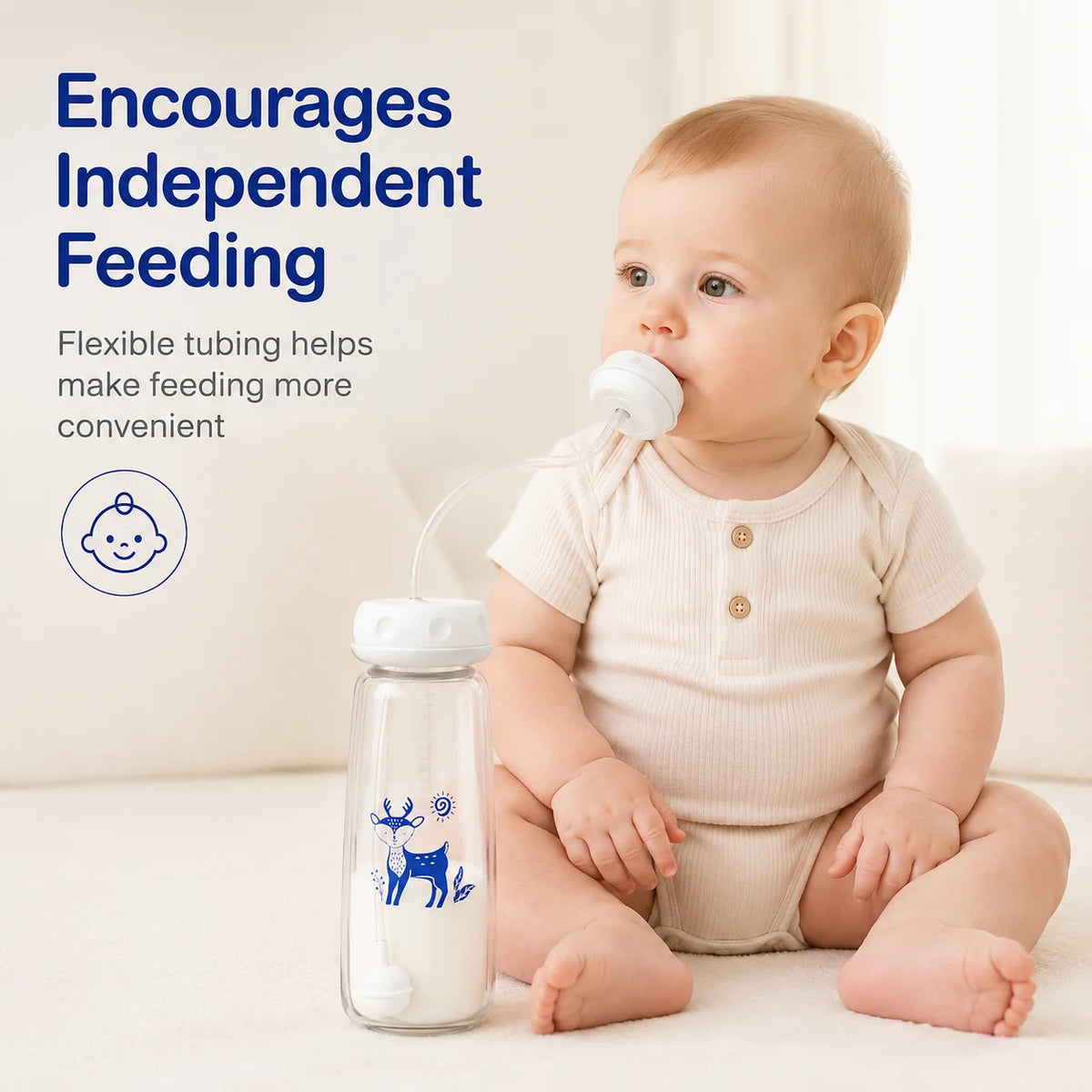 HANDS-FREE FEEDING BOTTLE + FREE STRAW BRUSH