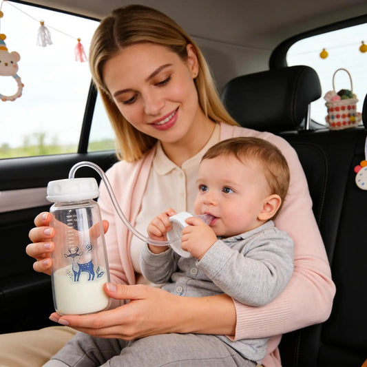 HANDS-FREE FEEDING BOTTLE + FREE STRAW BRUSH