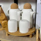 Elegant 4-in-1 Seasoning Container Set with Wooden Stand