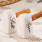 SALT&PEPPER POT WITH BAMBOO BASE