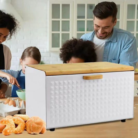 Hausroland Stainless Steel & Wooden Bread Box