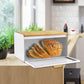 Hausroland Stainless Steel & Wooden Bread Box
