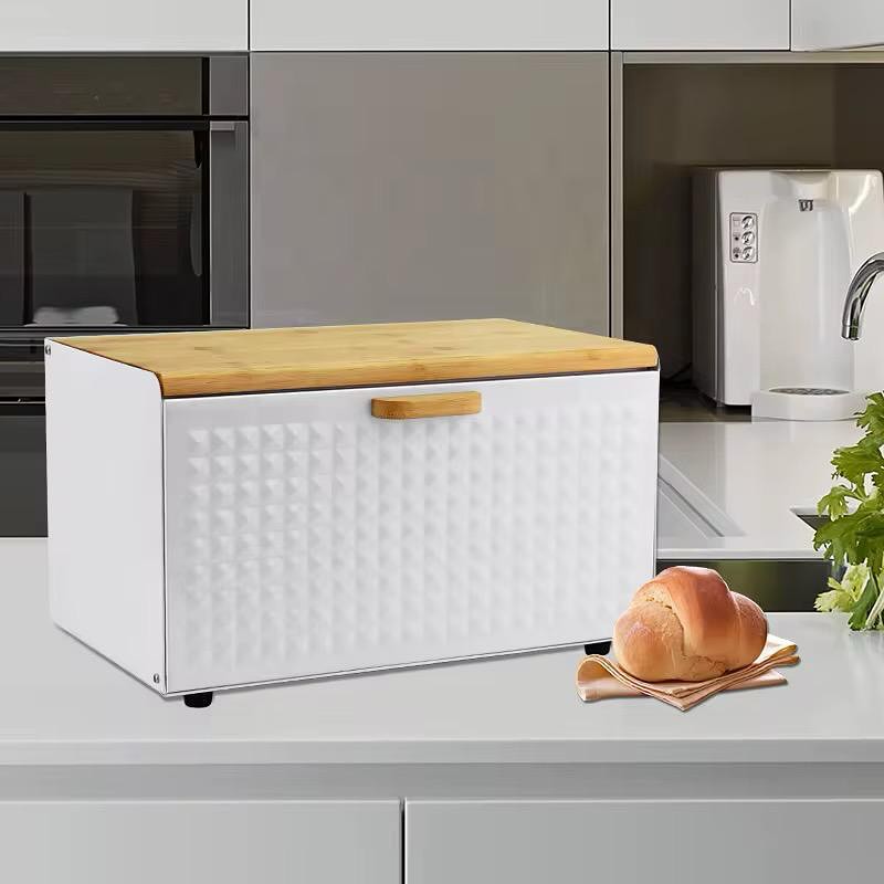 Hausroland Stainless Steel & Wooden Bread Box