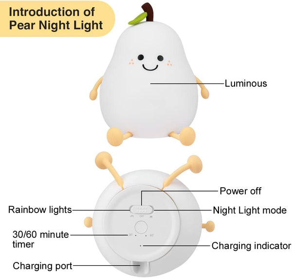 Cute Pear Night Light Soft LED Glow for Cozy Ambiance