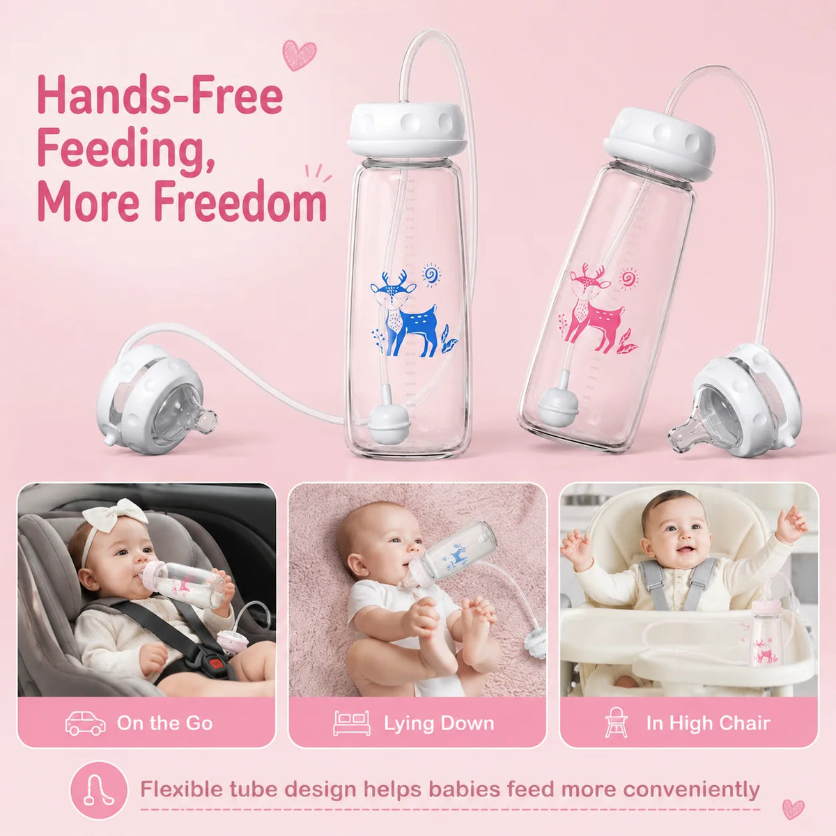 HANDS-FREE FEEDING BOTTLE + FREE STRAW BRUSH