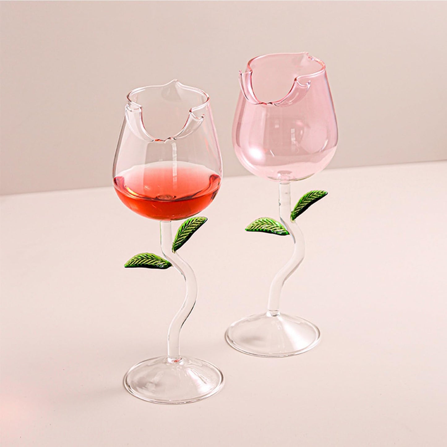 Elegant Tulip Shaped Crystal Wine Goblet Luxury Rose Wine Glass
