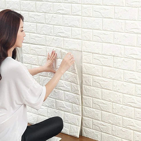 White 3d Brick Wallpaper Sheets