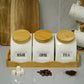 Ceramic Jar Trio with Bamboo Base