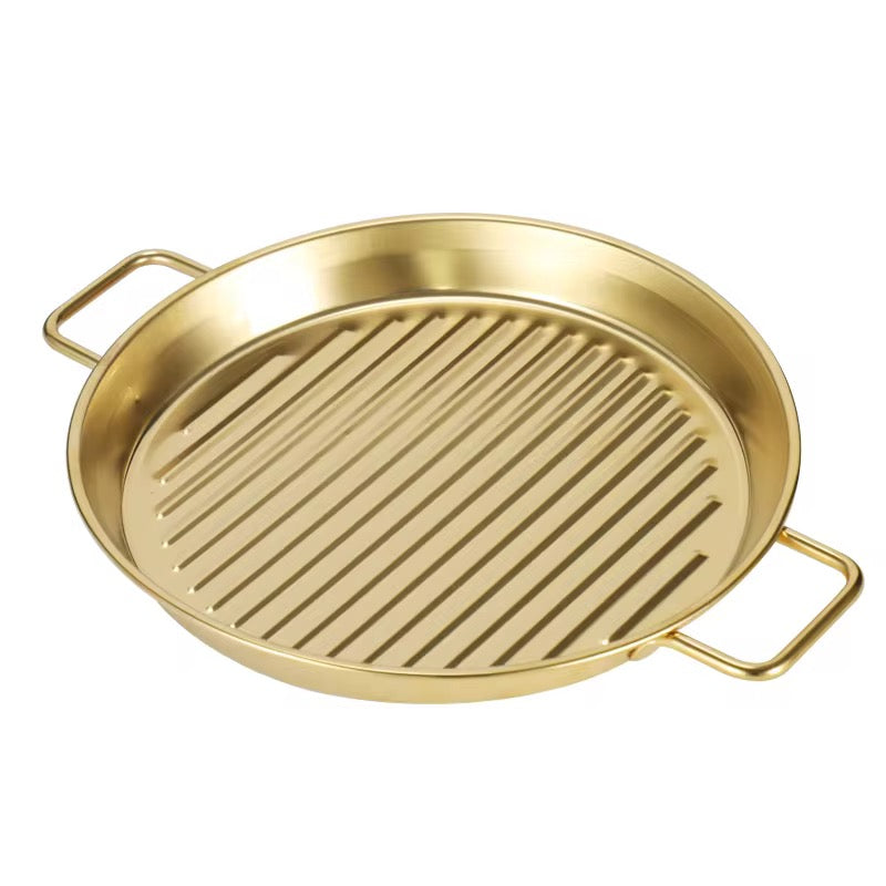 Golden Stainless Steel Serving Grill Plate