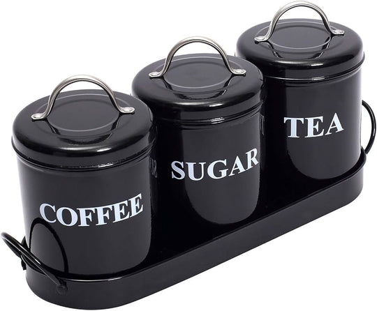 Set of 3 Coffee & Sugar Container Set – Multifunctional Spice & Cereal Storage Jars