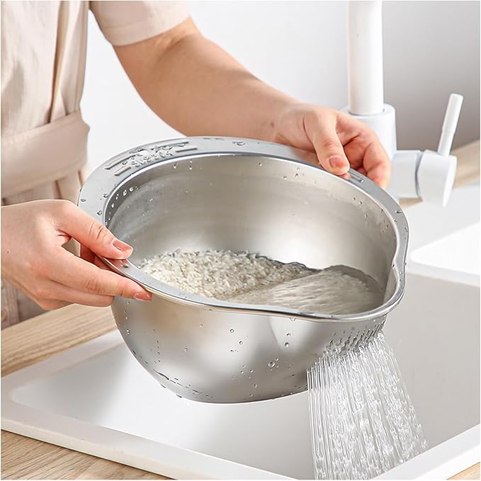 Rice Washing Bowl with Strainer