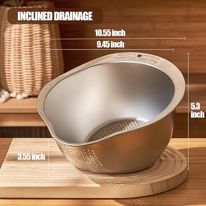 Rice Washing Bowl with Strainer