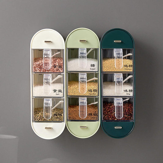 Wall Mounted Condiment Organizer Kitchen Storage Box