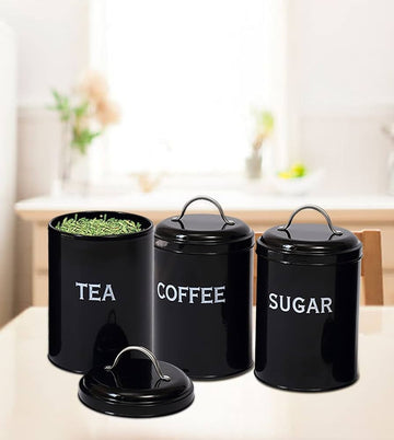 Set of 3 Coffee & Sugar Container Set – Multifunctional Spice & Cereal Storage Jars