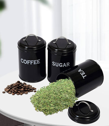 Set of 3 Coffee & Sugar Container Set – Multifunctional Spice & Cereal Storage Jars