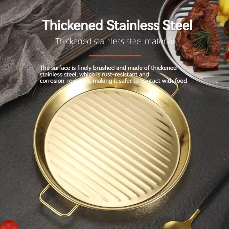 Golden Stainless Steel Serving Grill Plate