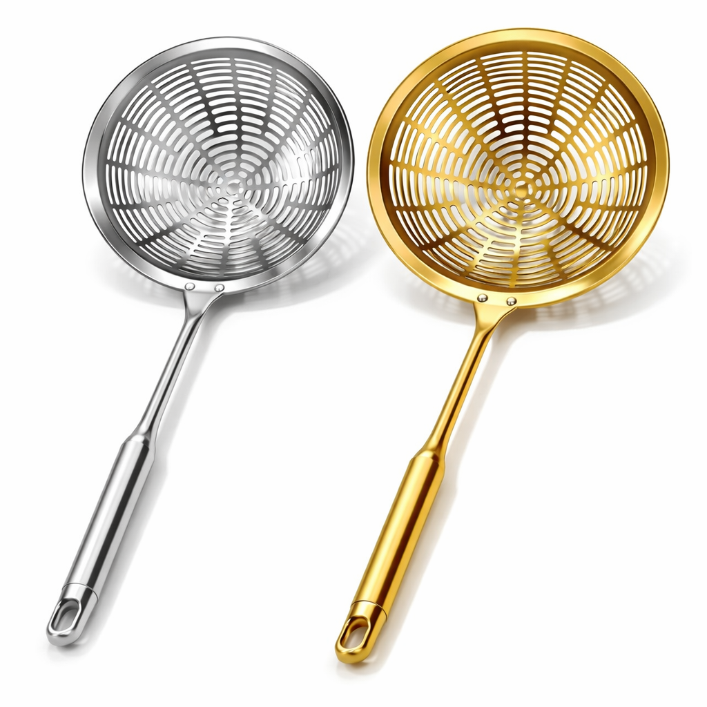 Stainless Steel Fry Strainer – Golden & Silver