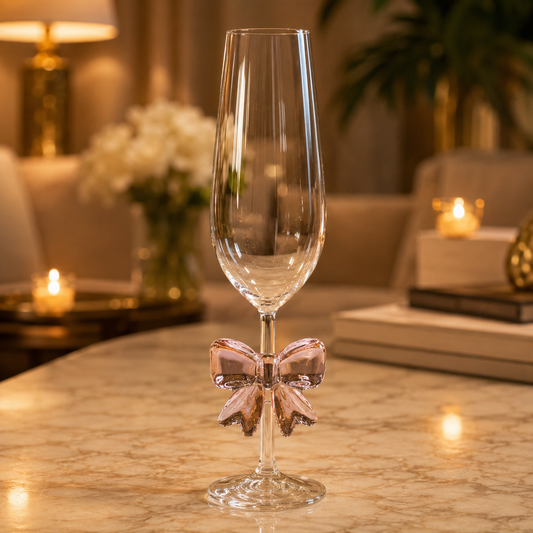 luxury Pink Large Bow Glass Cup