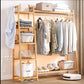 Bamboo Garment Rack with Shoe Shelf – Free Standing Closet Organizer