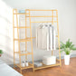 Bamboo Garment Rack with Shoe Shelf – Free Standing Closet Organizer