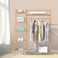 Bamboo Garment Rack with Shoe Shelf – Free Standing Closet Organizer