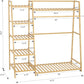 Bamboo Garment Rack with Shoe Shelf – Free Standing Closet Organizer