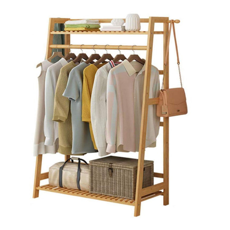 Bamboo Wood 2-Tier Coat & Hat Rack Stand