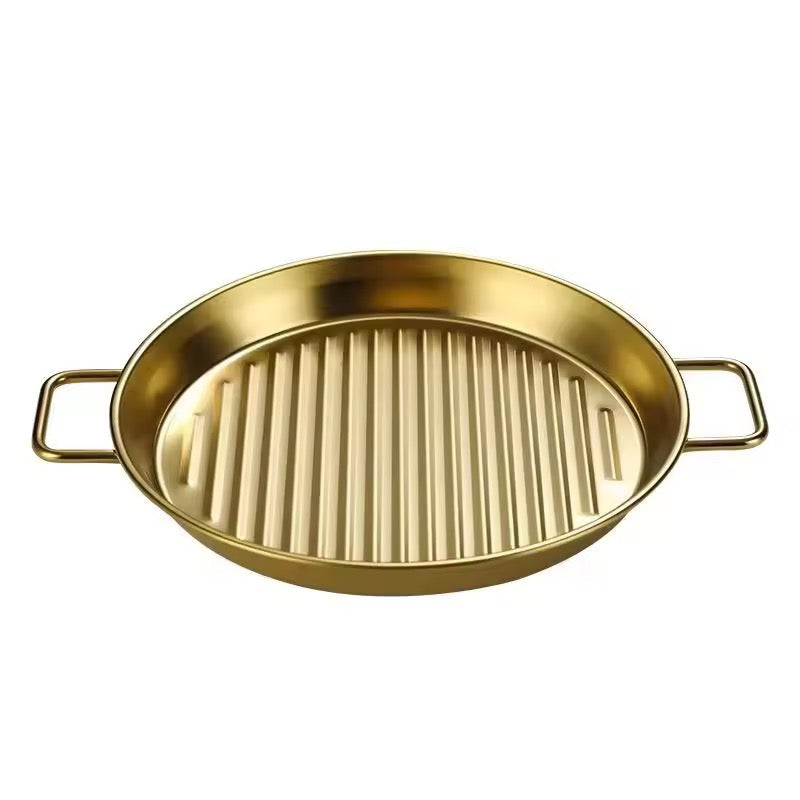 Golden Stainless Steel Serving Grill Plate
