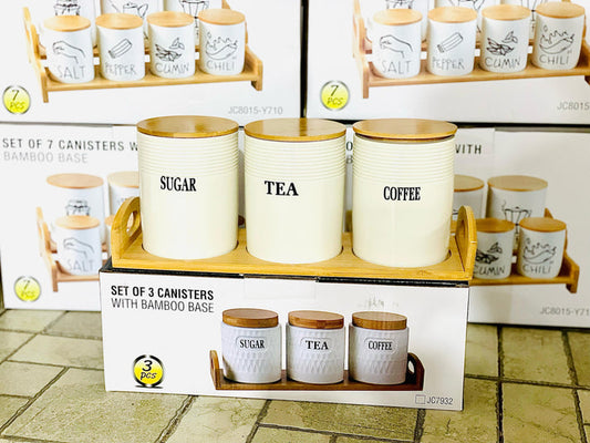 Bamboo Base Storage Canisters – Set of 3