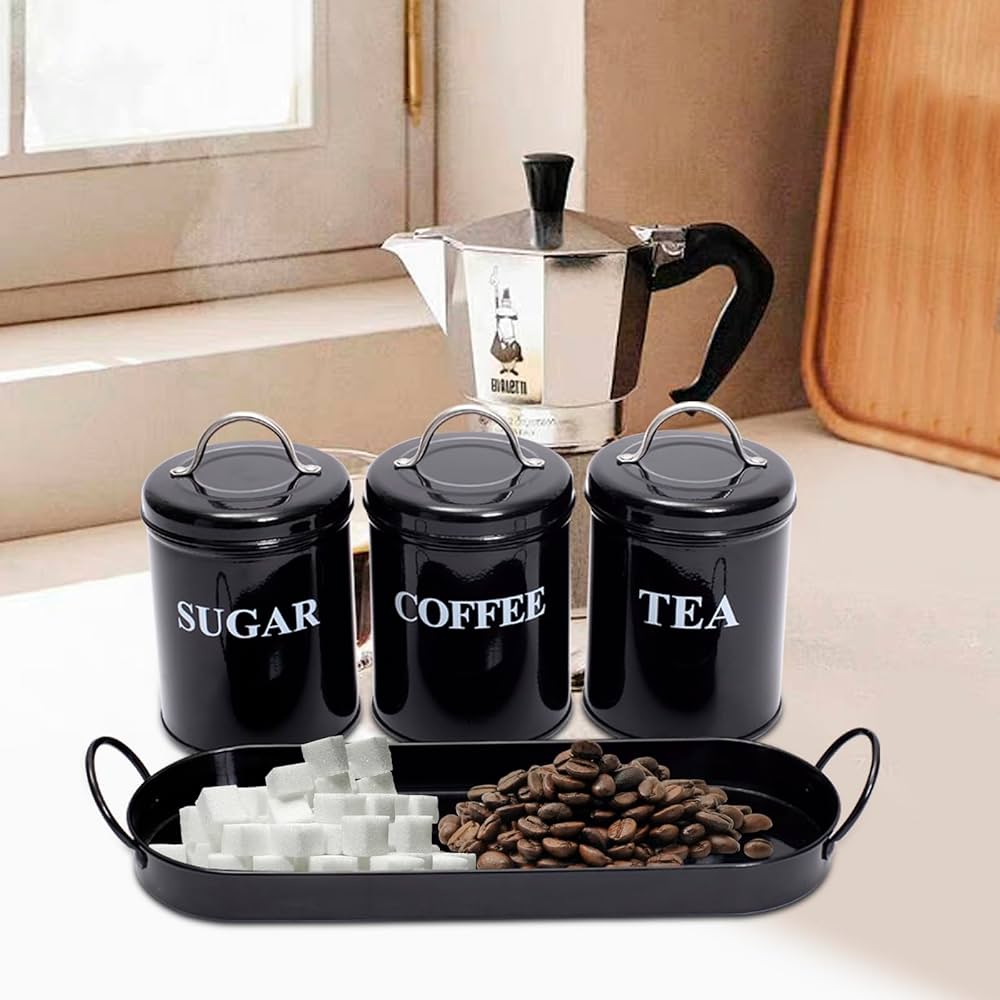 Set of 3 Coffee & Sugar Container Set – Multifunctional Spice & Cereal Storage Jars