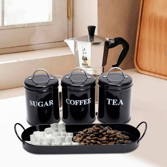 Set of 3 Coffee & Sugar Container Set – Multifunctional Spice & Cereal Storage Jars