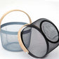 Round Mesh Metal Storage Fruit Basket With Wood Handle