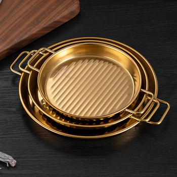 Golden Stainless Steel Serving Grill Plate