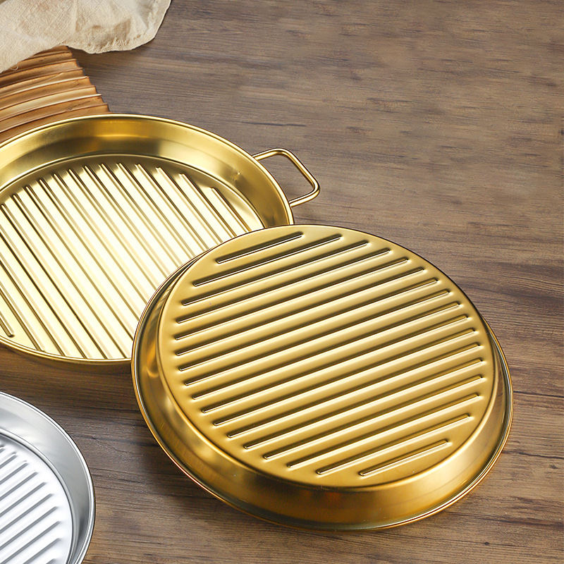Golden Stainless Steel Serving Grill Plate