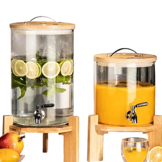 Elegant Glass Beverage Dispenser with Lid