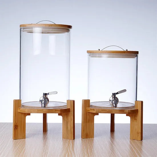 Elegant Glass Beverage Dispenser with Lid