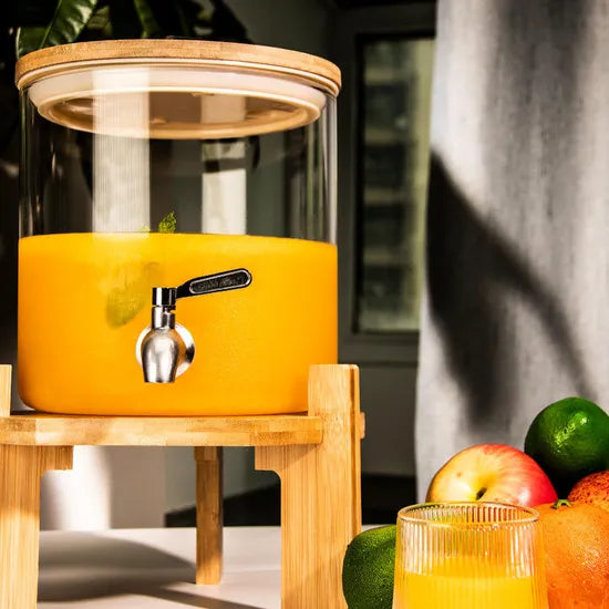 Elegant Glass Beverage Dispenser with Lid