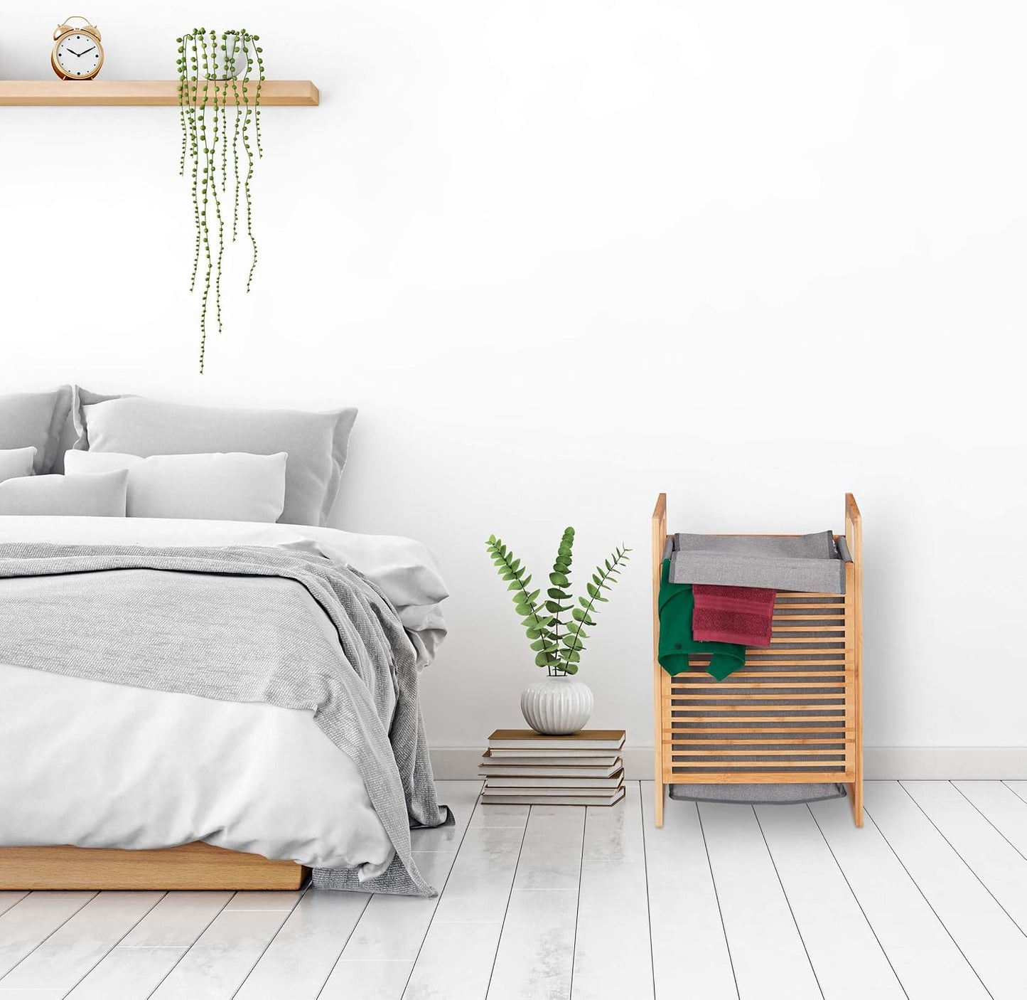 Bamboo Wood Laundry Hamper with Lid and Handles