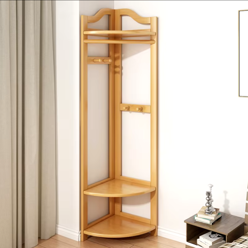 Bamboo Free-Standing Coat & Garment Rack with Hooks – Multi-Functional Corner Stand