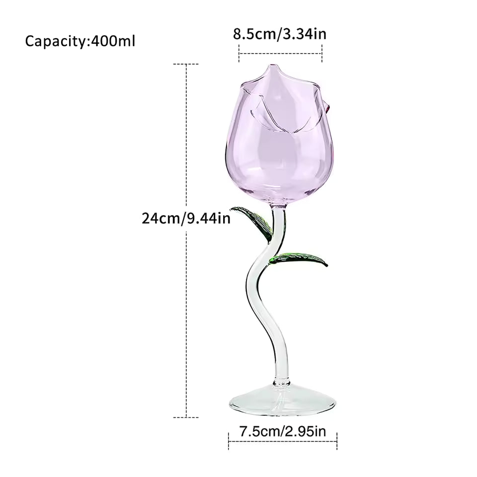 Elegant Tulip Shaped Crystal Wine Goblet Luxury Rose Wine Glass