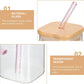 Square Glass Cup With Bamboo Lid & Straw
