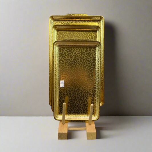 Textured Golden Rectangle Tray – Premium Finish