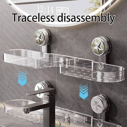 Space Saving Acrylic Luxury Suction Cup Bathroom & Sink Storage Shelf