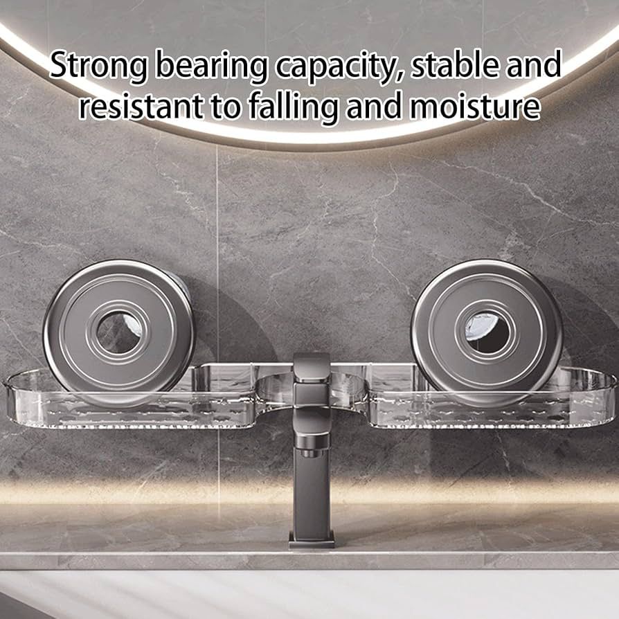 Space Saving Acrylic Luxury Suction Cup Bathroom & Sink Storage Shelf