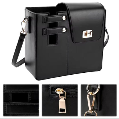 Leather Crossbody Bag with Cup Holder