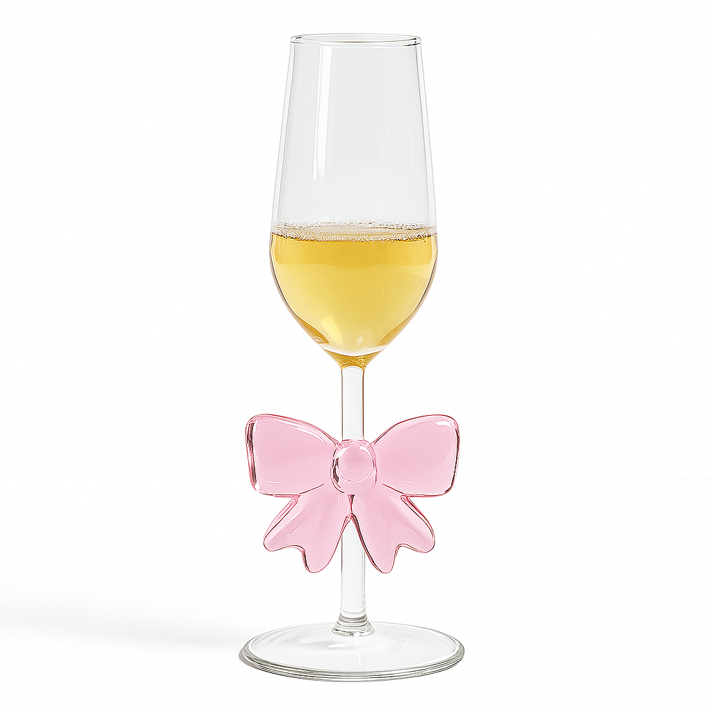 luxury Pink Large Bow Glass Cup